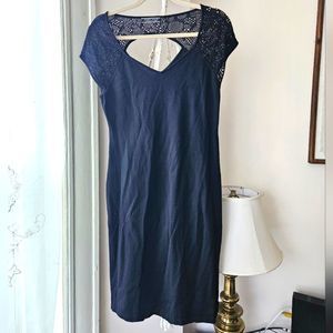 Peruvian Connection Pima blend lace neckline shift dress
